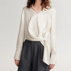 5 Pcs Long Sleeve Asymmetrical Hem Blouse