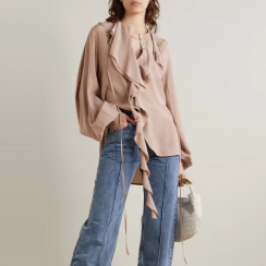 3 Pcs Bohemian Style Silk Ruffled Shirt