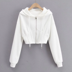 4 Pcs Long Sleeved Waist Cinching Cropped Short Hoodie