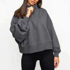 2 Pcs Half Zipper Cotton Casual Hoodie for Women