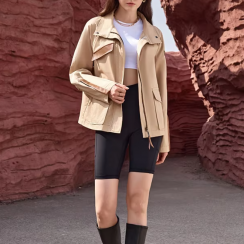 2 Pcs Womens Cropped Button Zipper Lightweight Oversized Utility Jackets With Pocket