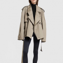 Loose Large Double Breasted Short Tie Waist Jacket