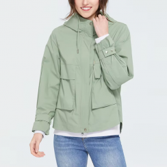 2 Pcs Spring Windproof Hooded Waterproof Short Windbreaker