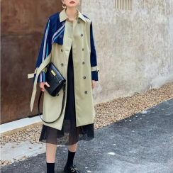 Long Double Breasted Spring Womens Windbreaker With Belt