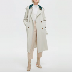 Fashion Contrast Color Lapel Loose Windbreaker 