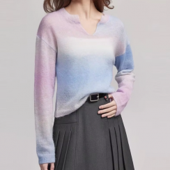 2 Pcs Spring Loose Thin Gradient V Neck Knitwear