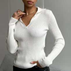 2 Pcs V Neck Slim Long Sleeved Womens Knitwear